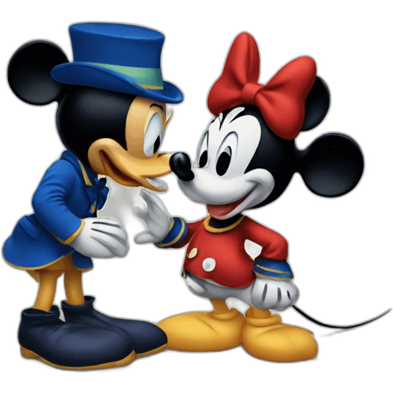 Donald Duck kissing Mickey Mouse emoji