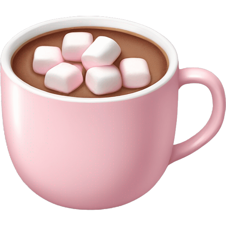 Light Pink mug of hot chocolate with marshmallows  emoji