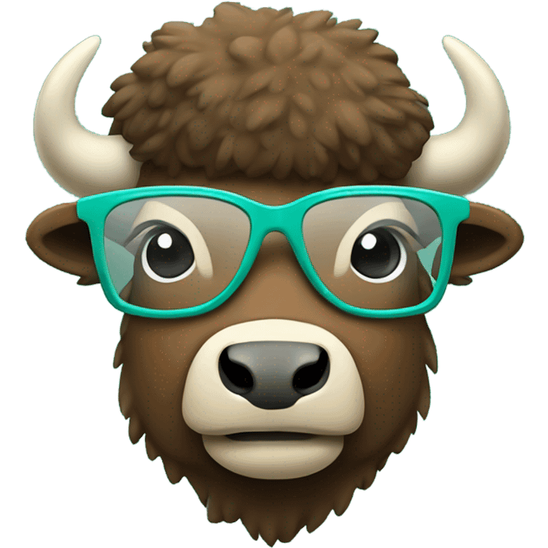 cute bison in teal ￼glasses emoji