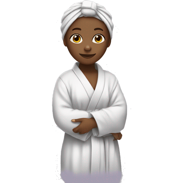 Girl in robe with hair wrapped in towel emoji