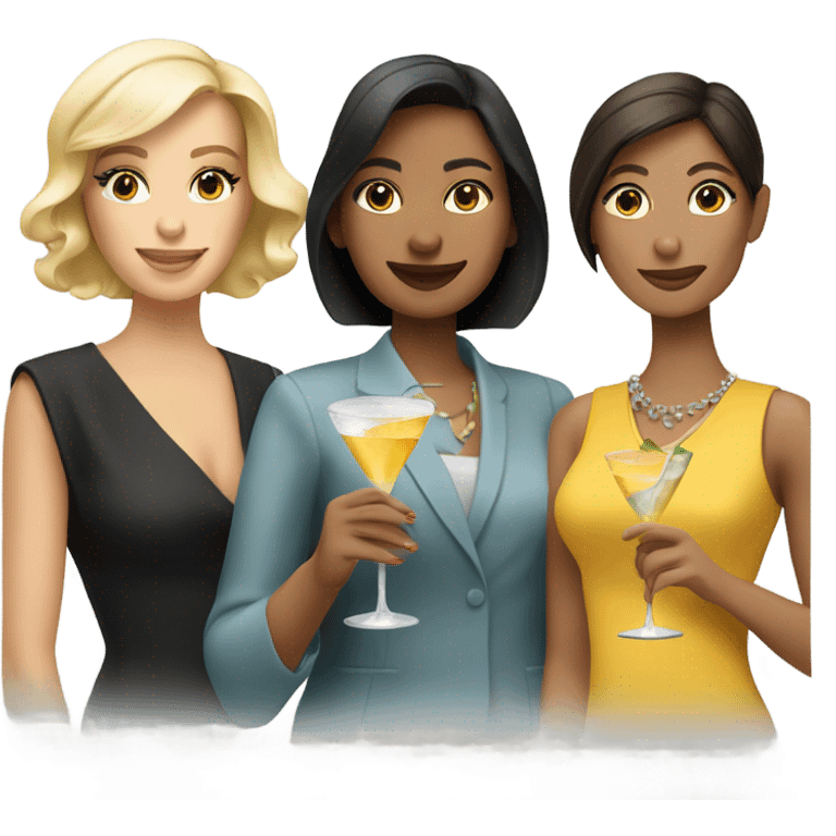 Two blonde women 1 brunette women drinking martinis  emoji