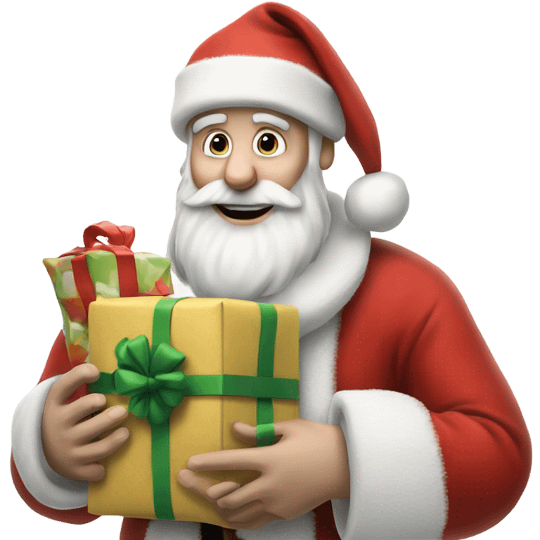 Photo Realistic pale Santa holding his sack and presents  emoji