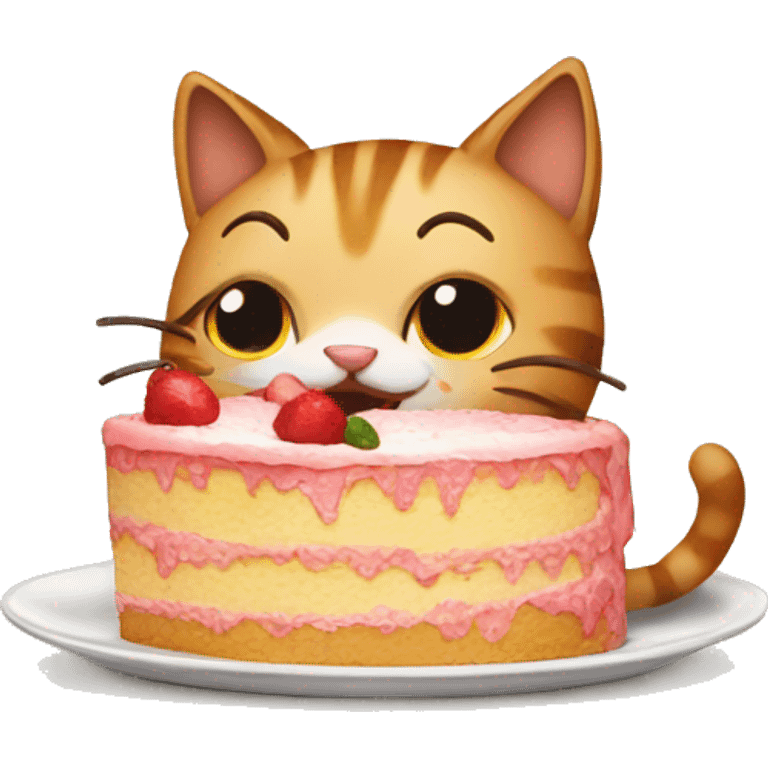 a cat eating a cake emoji