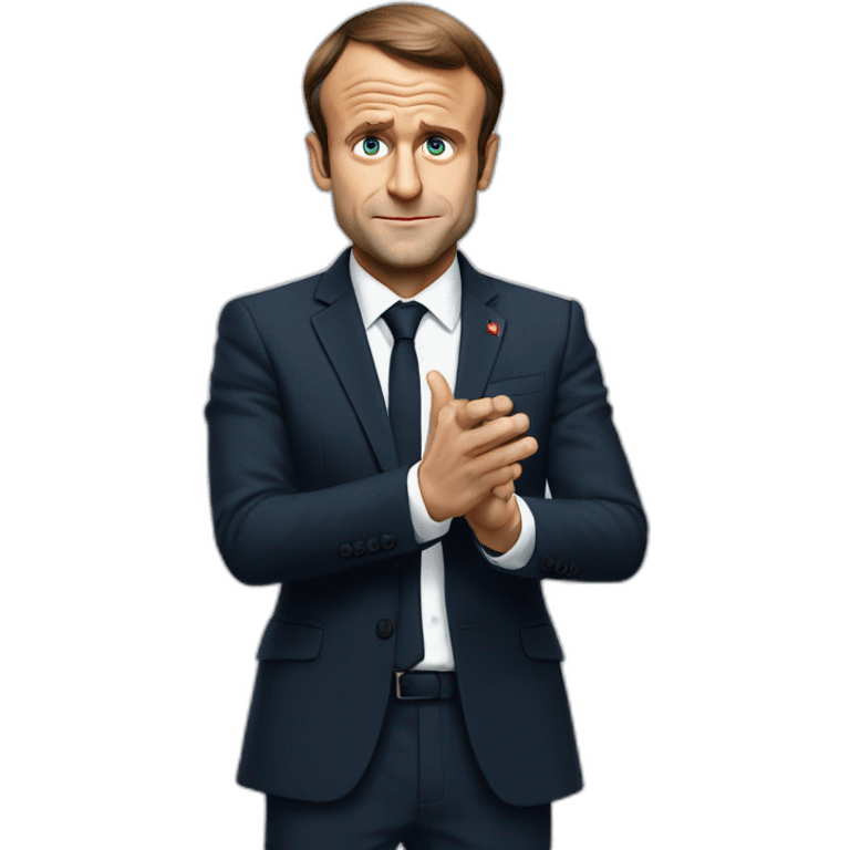 emmanuel macron saying no with his hands emoji