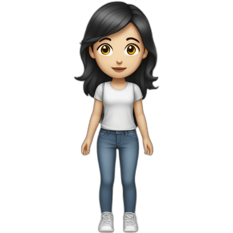 young girl with dark hair5 and white skin full length emoji