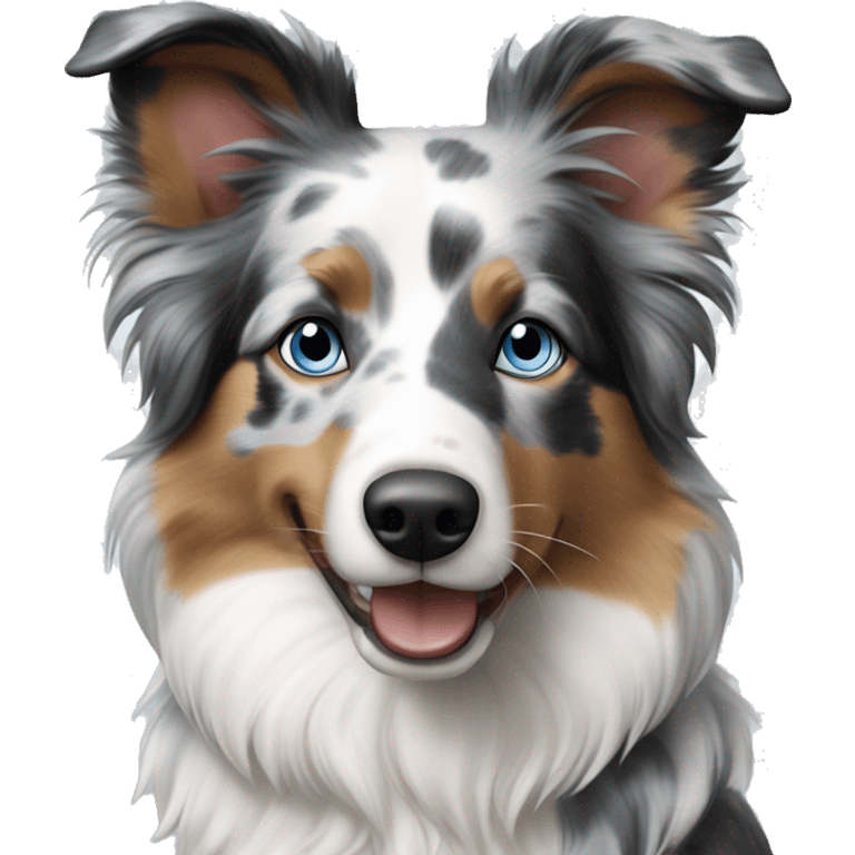 Blue merle (no brown border collie dog with blue eyes emoji