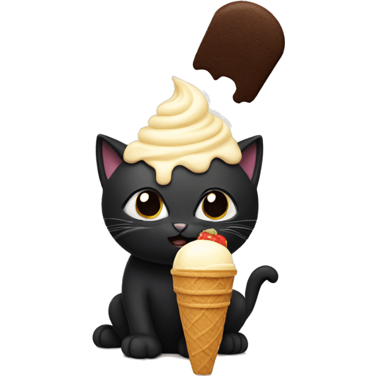 black cat eating ice cream  emoji