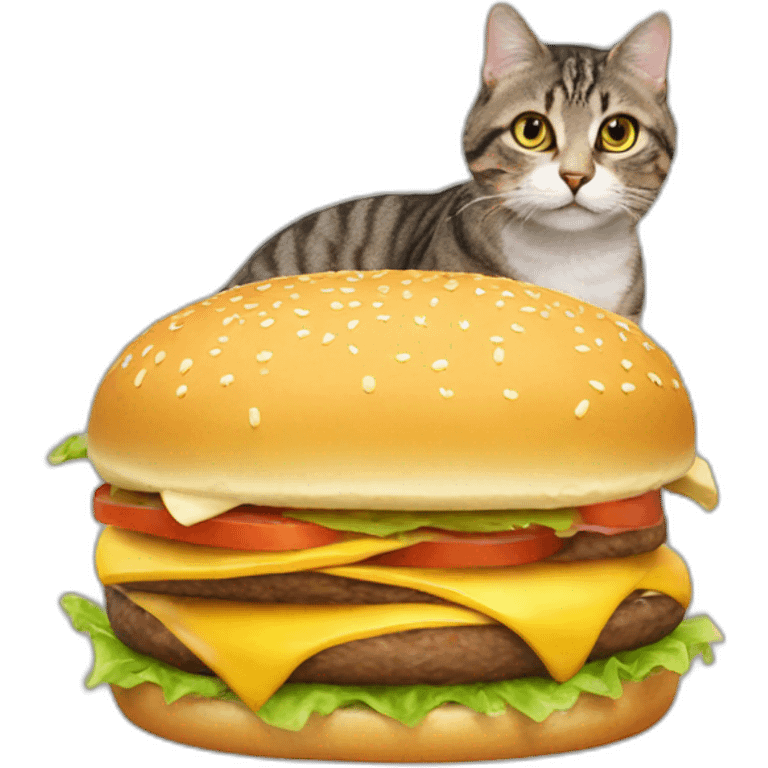 cat eating cheeseburger emoji