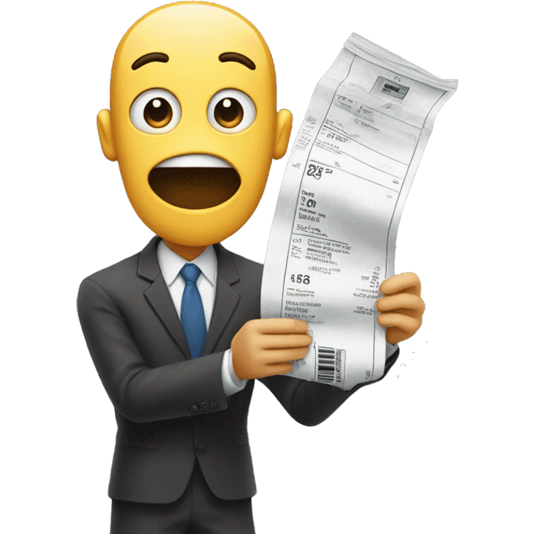 Standing tall, looking surprised at the length of the receipt, possibly with wide eyes. emoji