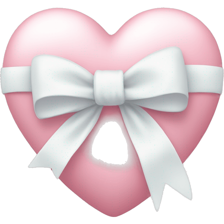 Pastel pink heart with white bow emoji