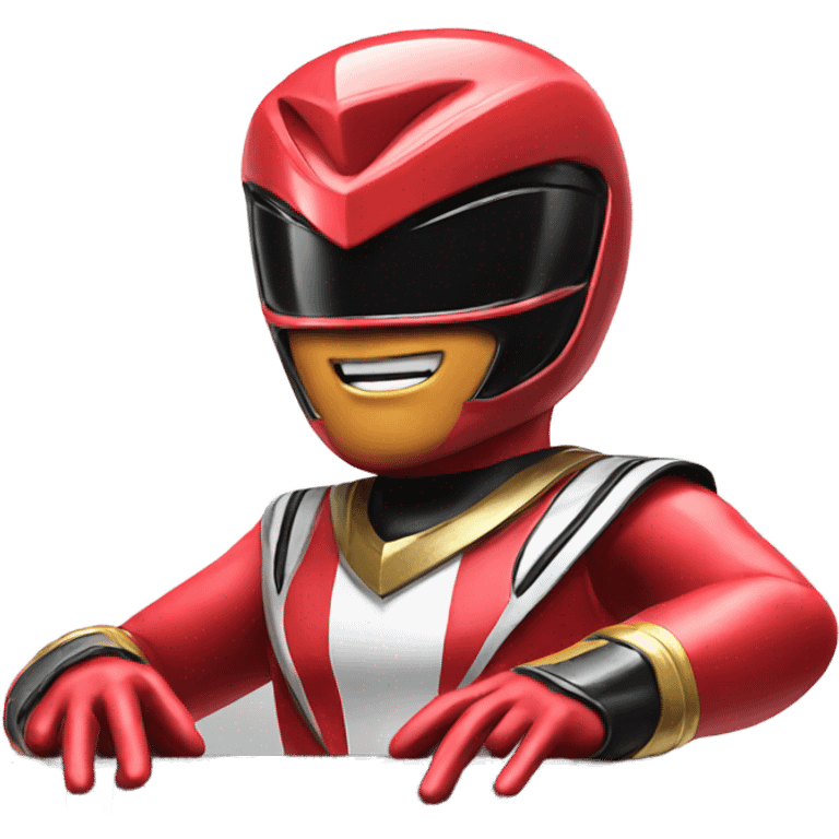 Red power ranger playing piano emoji