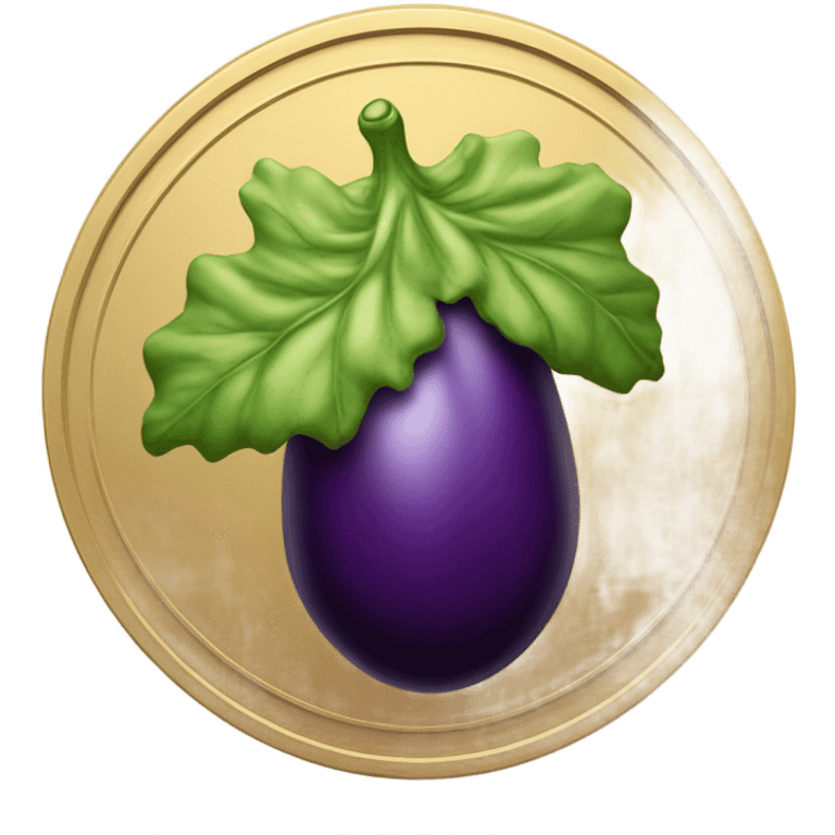 gold coin with eggplant  emoji