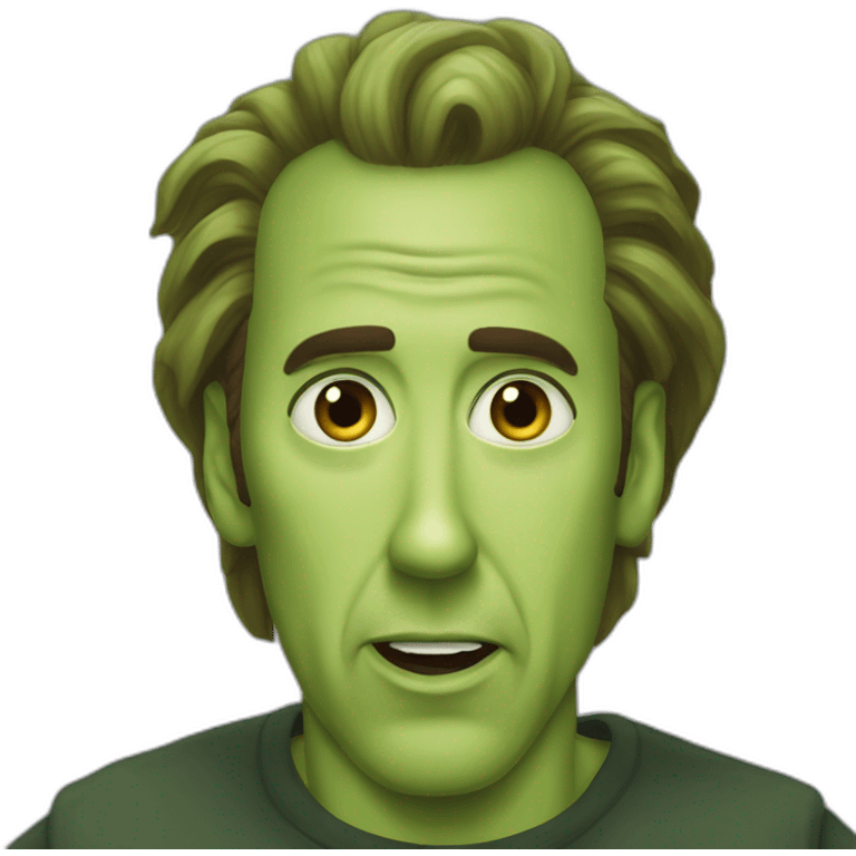 Nicholas Cage as a pickle emoji