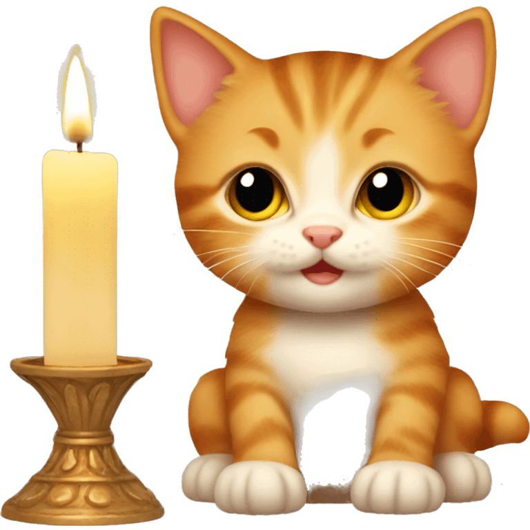 Ginger kitten holding a candle emoji