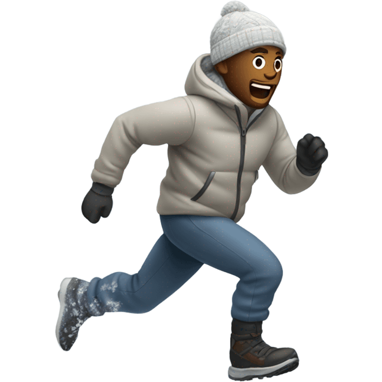 white man running in snow emoji