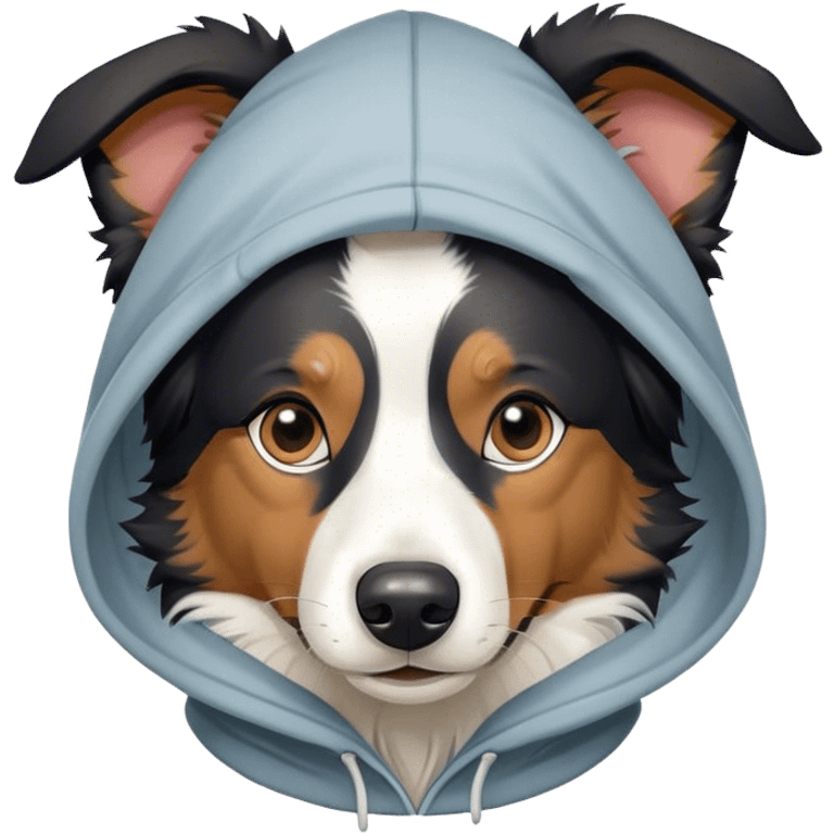 Border collie wearing a hoodie  emoji