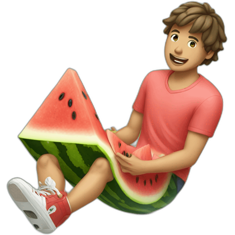 male skater eating watermelon emoji