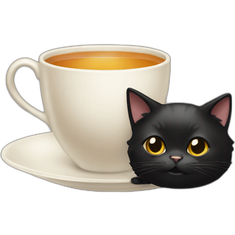 black cat woth tea emoji