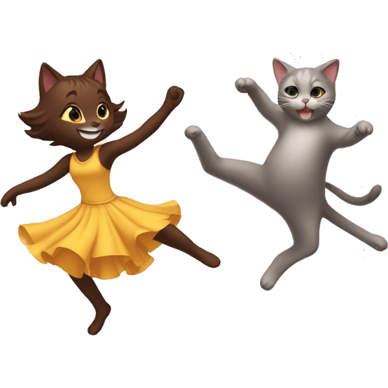 Dancing cat and girl emoji