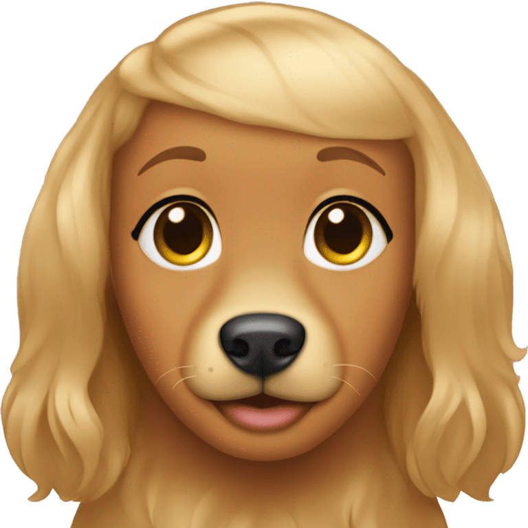 Tanned skin girl with golden retriever emoji