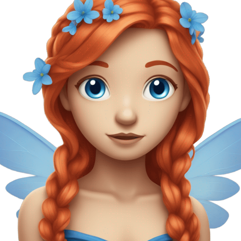 Red head girl with blue eyes long hair fairy core emoji