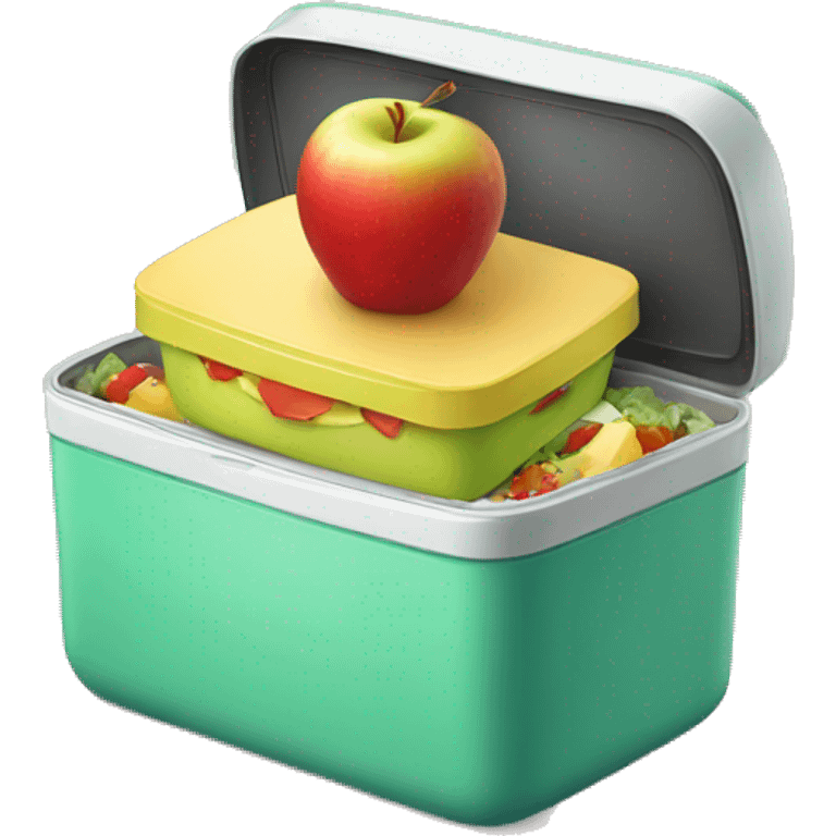 lunch box with an apple on top of it  emoji