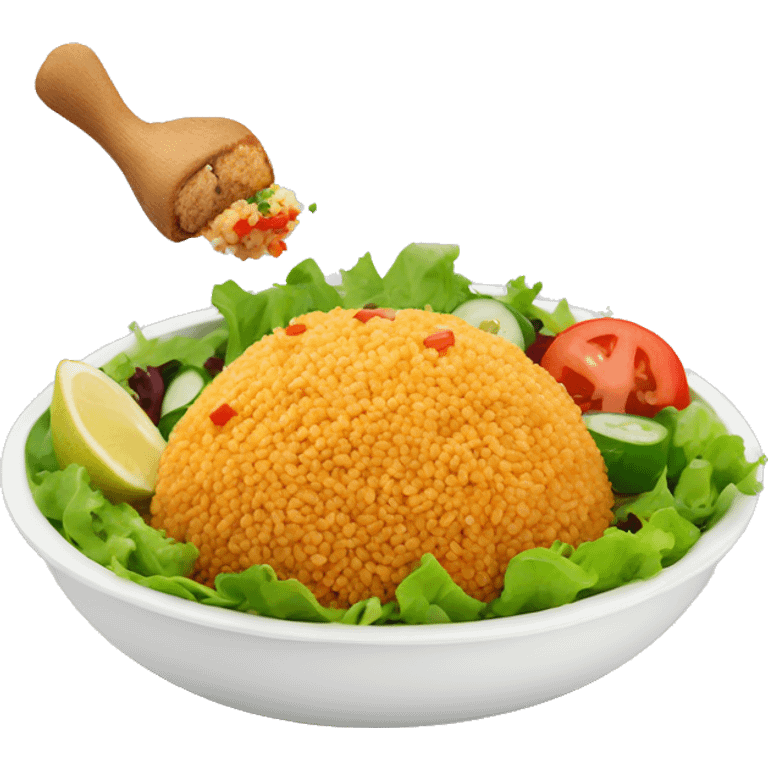 Bulgur in dash with chicken and salad emoji