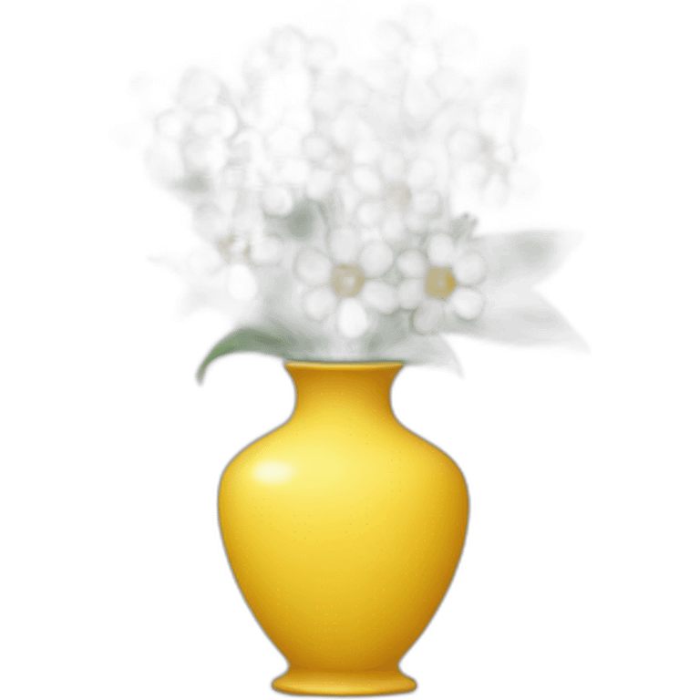 a vase with yellow and white small flowers emoji