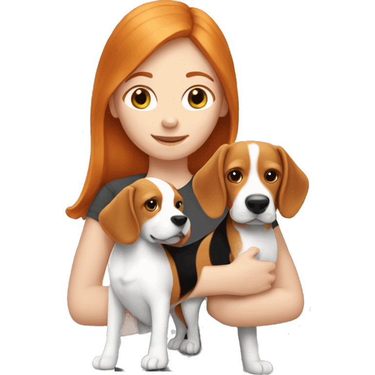 Ginger hair girl with beagle emoji