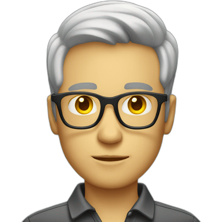 White man with yellow tinted glasses and black hair in a polo shirt emoji