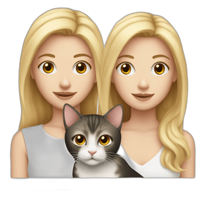 Blond white girl with 2 cats  one brown and one black emoji