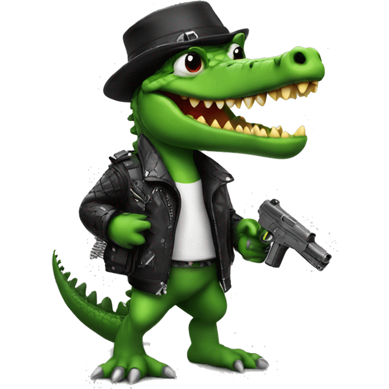 punk Crocodile with a gun  emoji