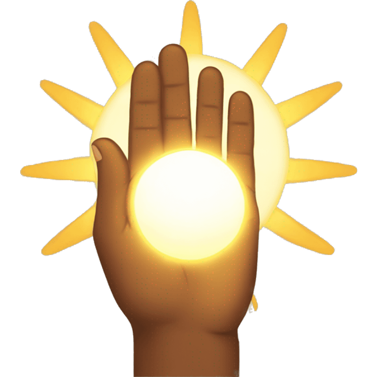 Brown skinned Praying hands with sunshine emoji