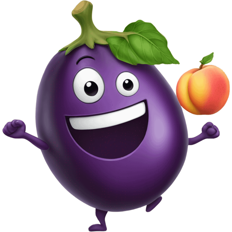 Eggplant and peach dancing emoji