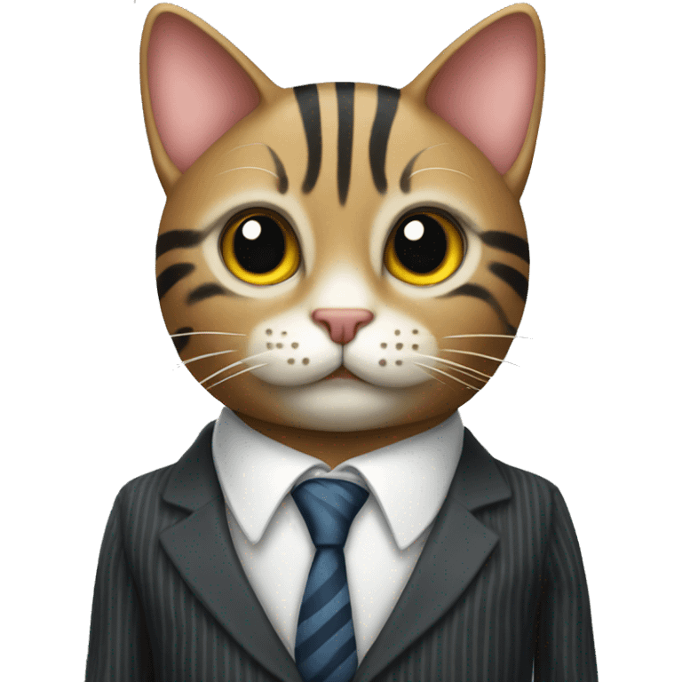 Striped cat with suit emoji