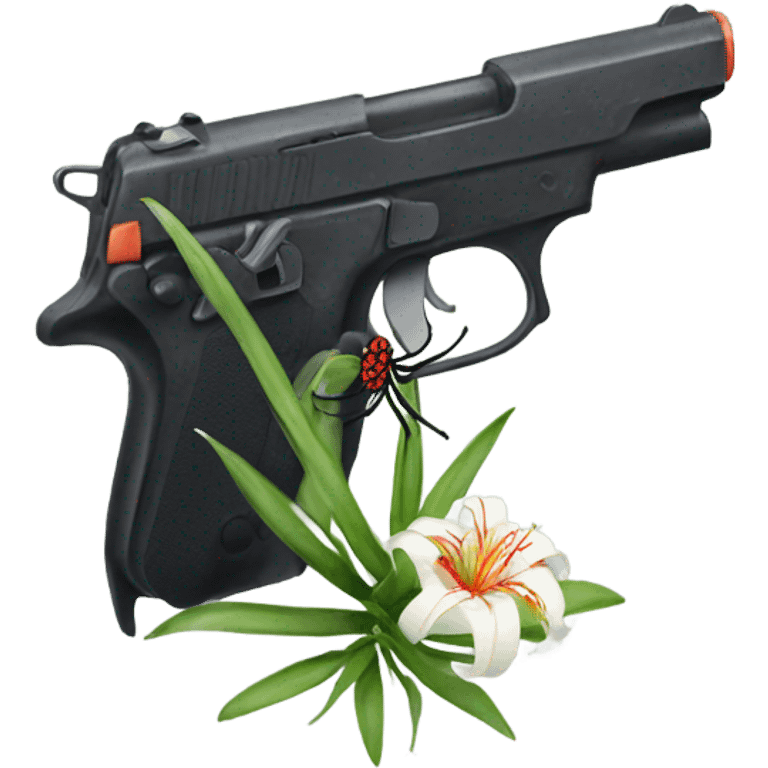 gun with a spider lilly emoji