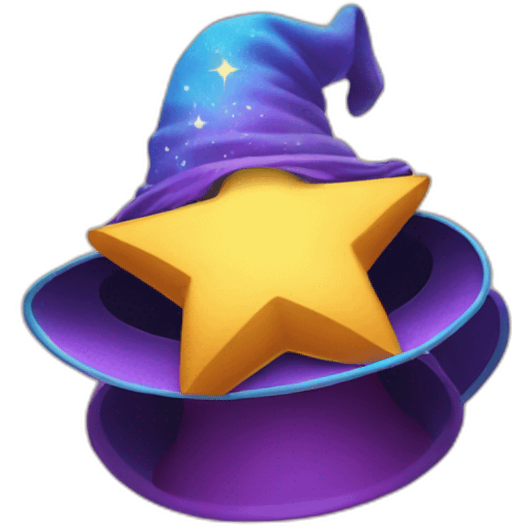 star jumping out of a magic hat without face emoji