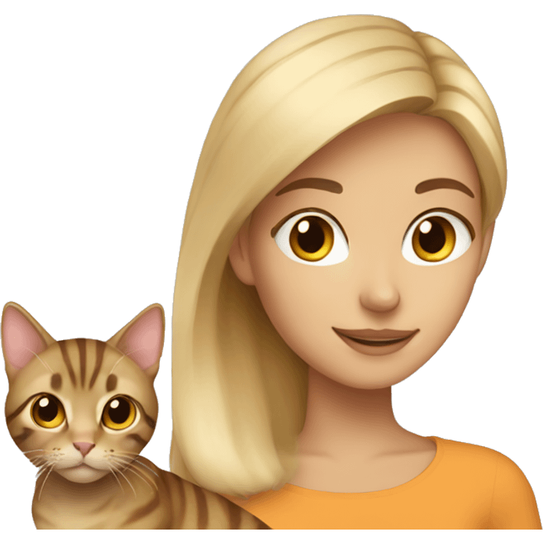 Blonde girl with Brown Tabby cat emoji