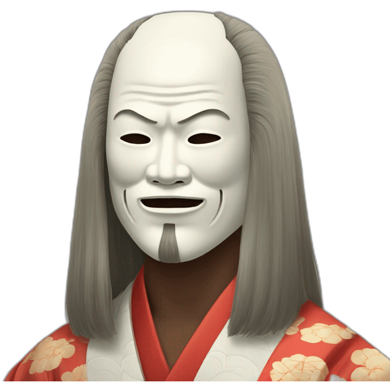 noh-mask-longhair-japanese-kimono-massive-man emoji