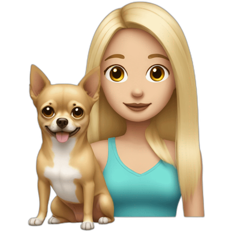 Blonde long hair girl and 2 chihuahuas emoji