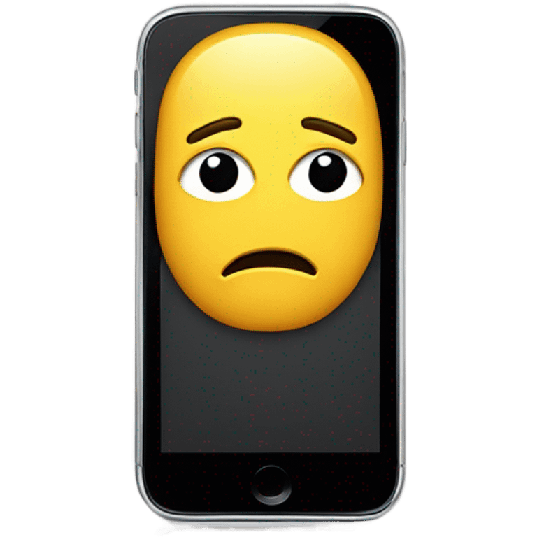 A bored emoji face holding a phone by its head that says face time emoji