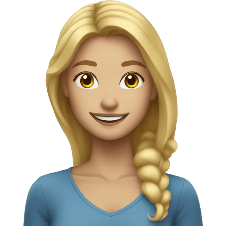 blonde girl smiling at camera emoji