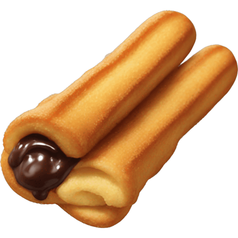 A Churro with chocolate dipped tip emoji