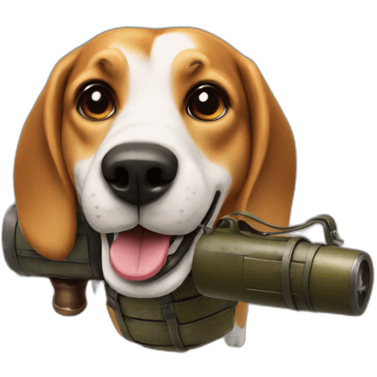 beagle in the air with a German grenade in mouth emoji