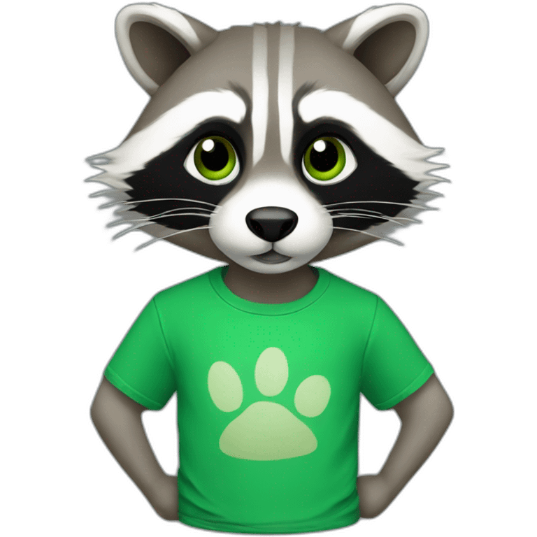 Raccoon in green tshirt emoji