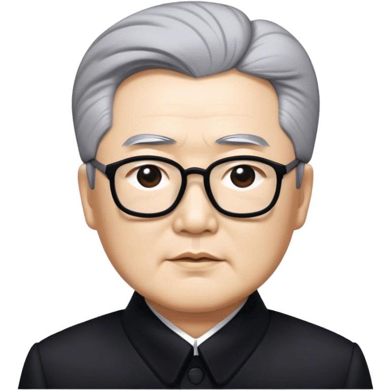 Grey haired Kim il sung wearing black emoji