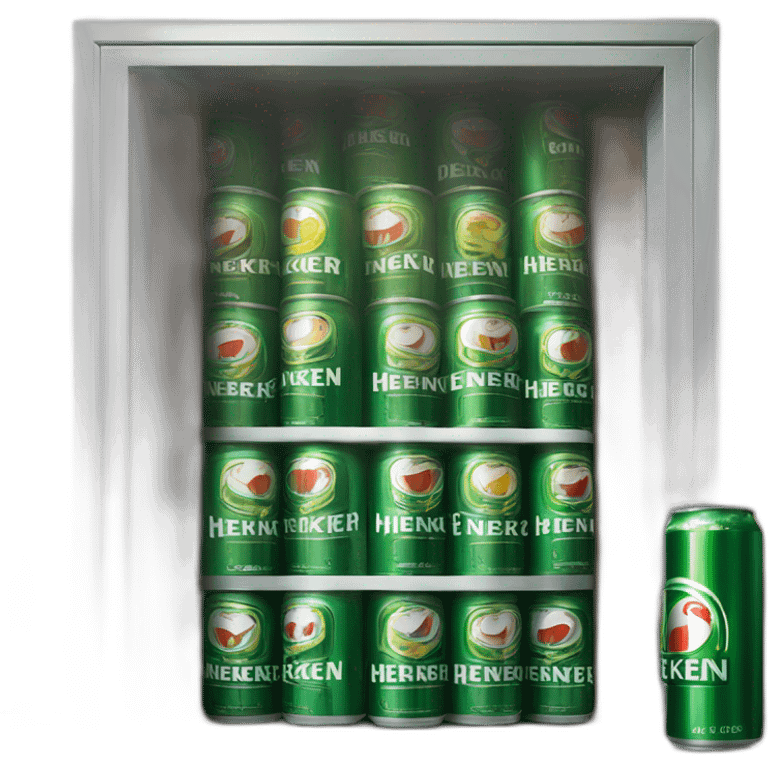 Heineken cans stacked up against open door emoji