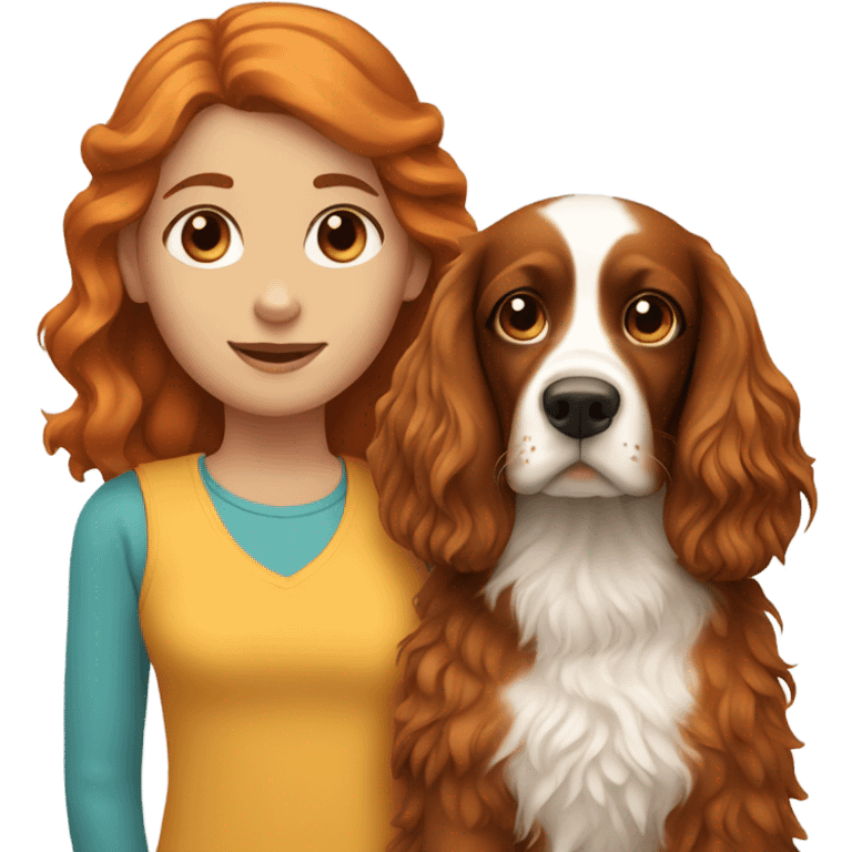  girl with ginger russian spaniel  emoji