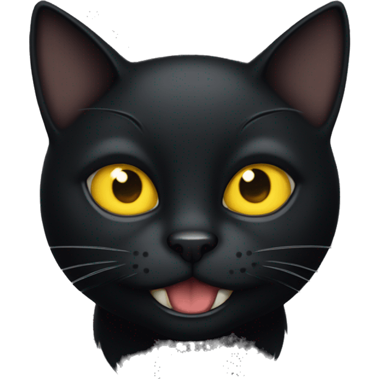 black cat yellow eyes and only one tooth emoji