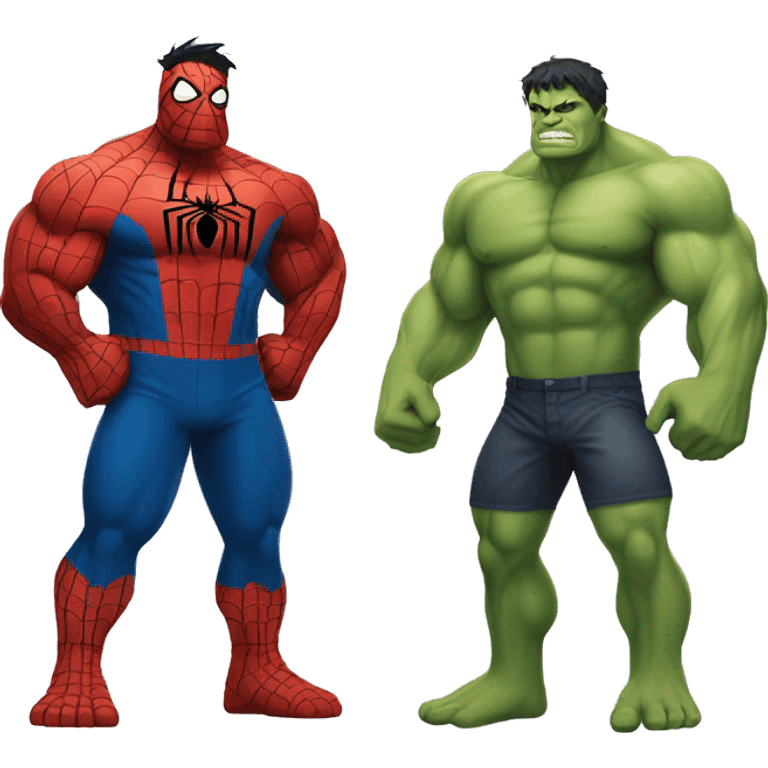 hulk and spider man standing together emoji